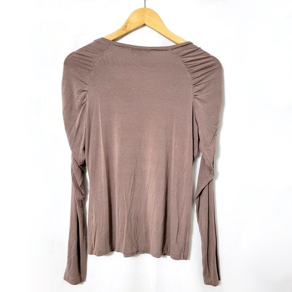 Vivienne Tam Womens Ruched Long Sleeve Cinched Top Size S Y2K Viscose Minimalist - Picture 2 of 11